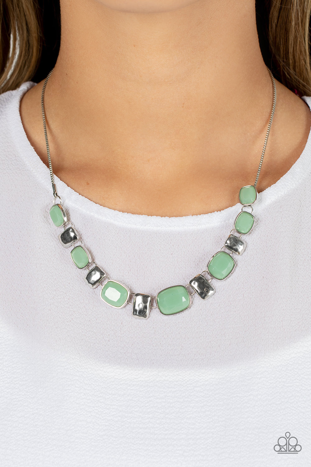 Polished Parade - Green Necklace Earring Set