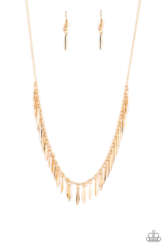 Striking Sheen - Gold  necklace Earring Set