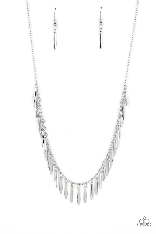 Striking Sheen - Silver Necklace Earring Set