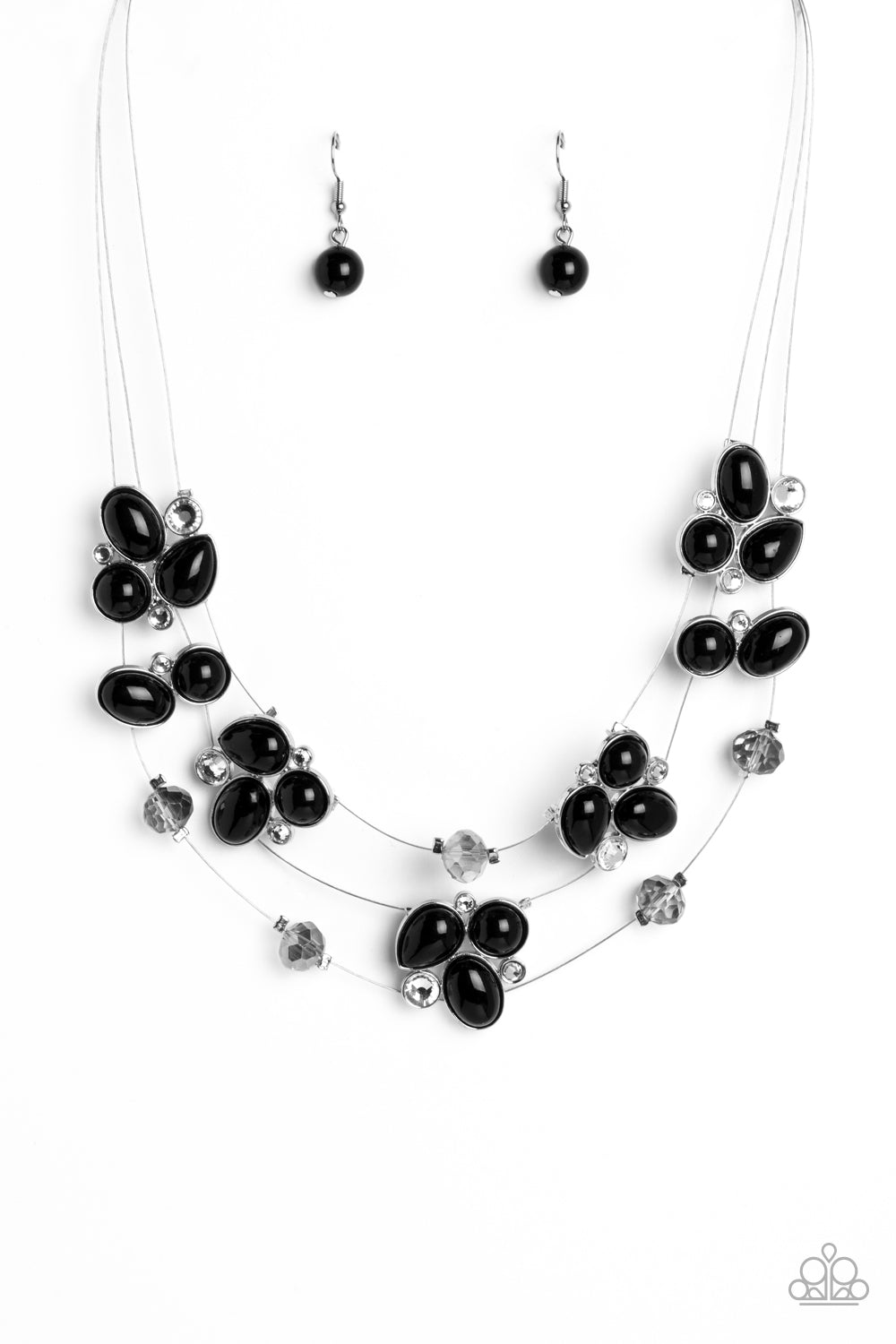 Snow Angels - Black Necklace Earring Set