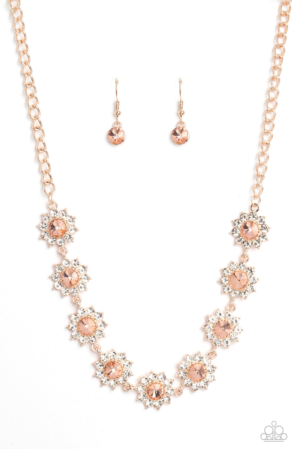 Blooming Brilliance - Rose Gold Necklace Earring Set