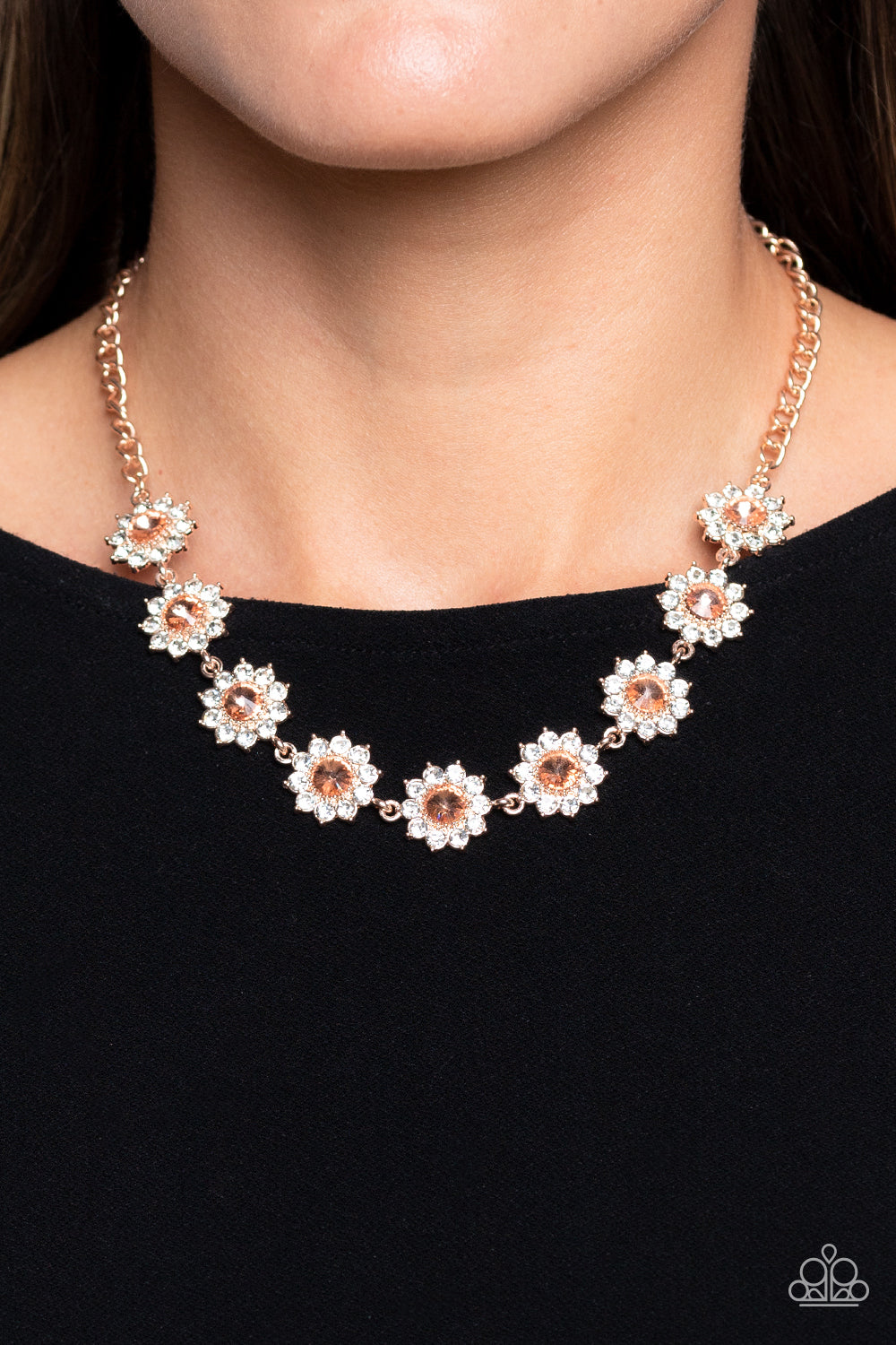 Blooming Brilliance - Rose Gold Necklace Earring Set