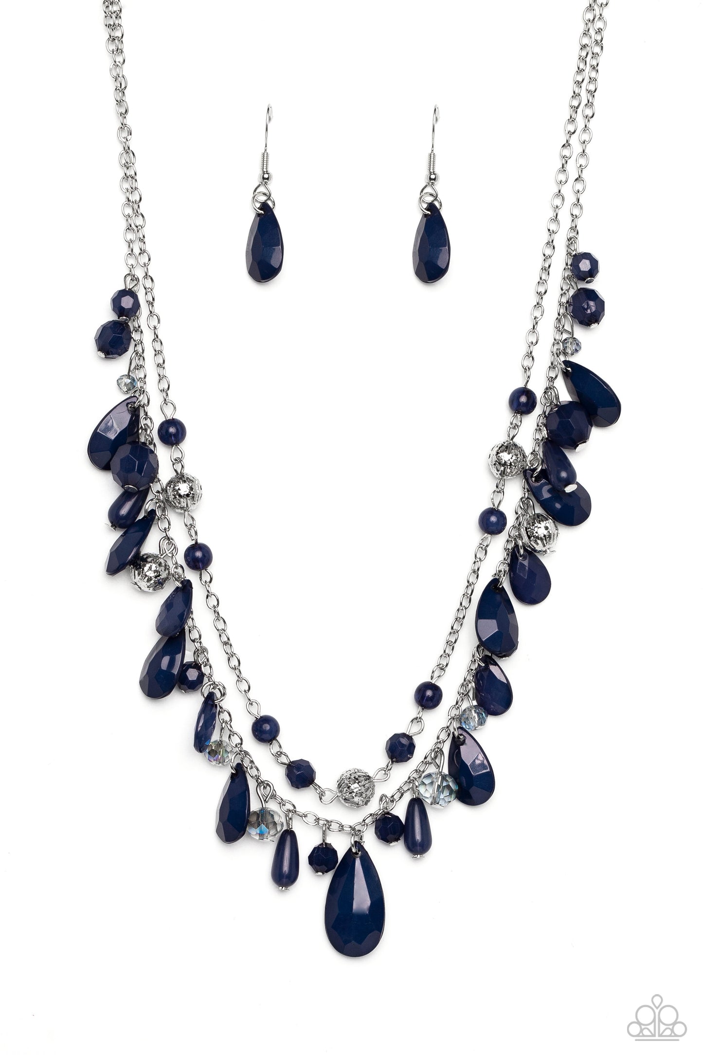 Flirty Flood - Blue Necklace  Earring Set