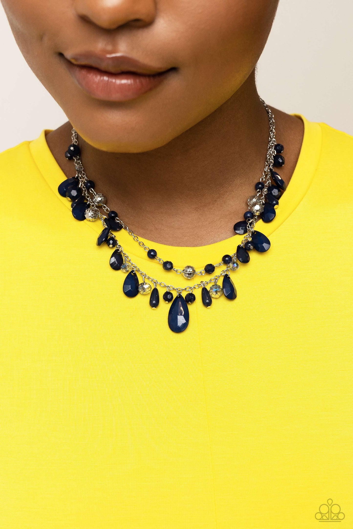 Flirty Flood - Blue Necklace  Earring Set