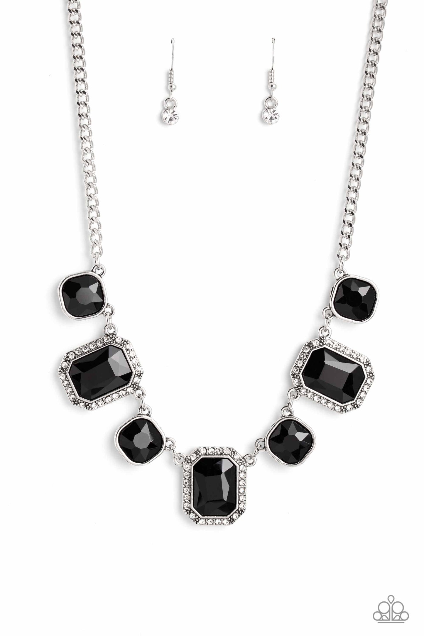 Royal Rumble - Black Necklace Earring Set