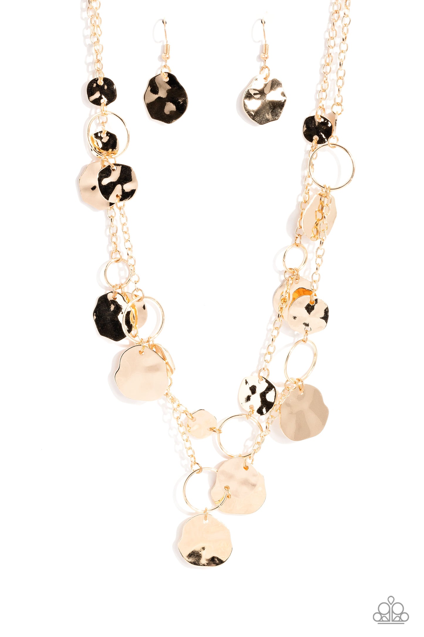 Hammered Horizons - Gold Necklace Earring Set