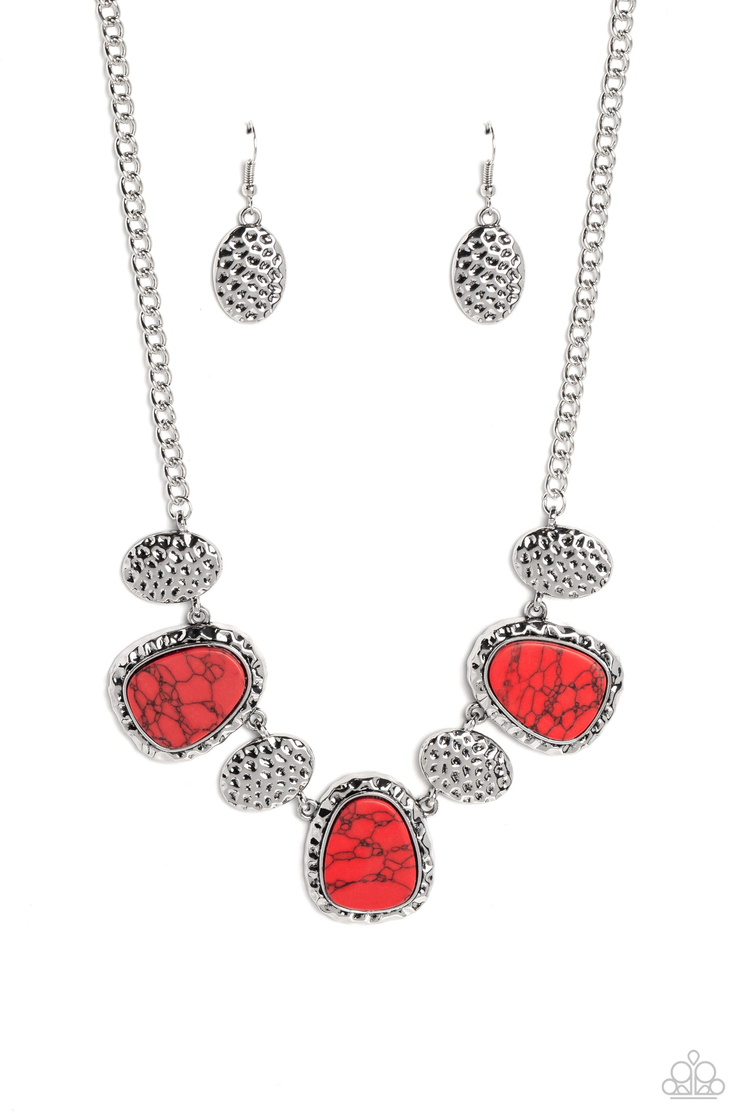 Badlands Border - Red Necklace Earring Set