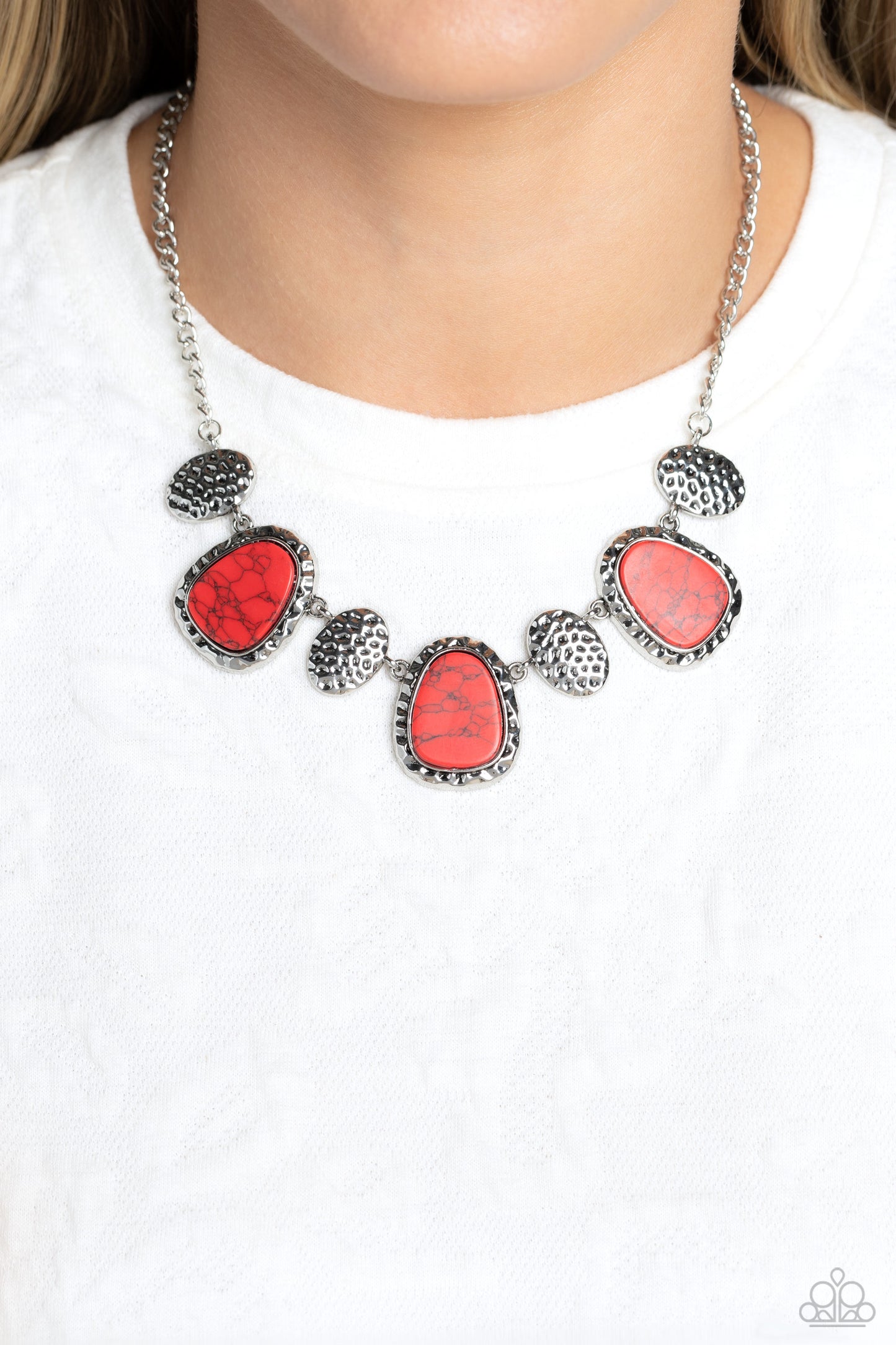 Badlands Border - Red Necklace Earring Set