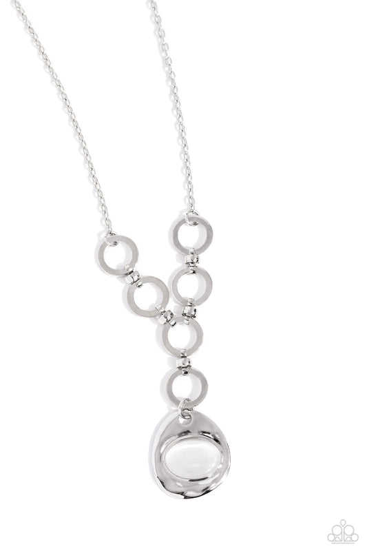 Get OVAL It - White Necklace Earring Set