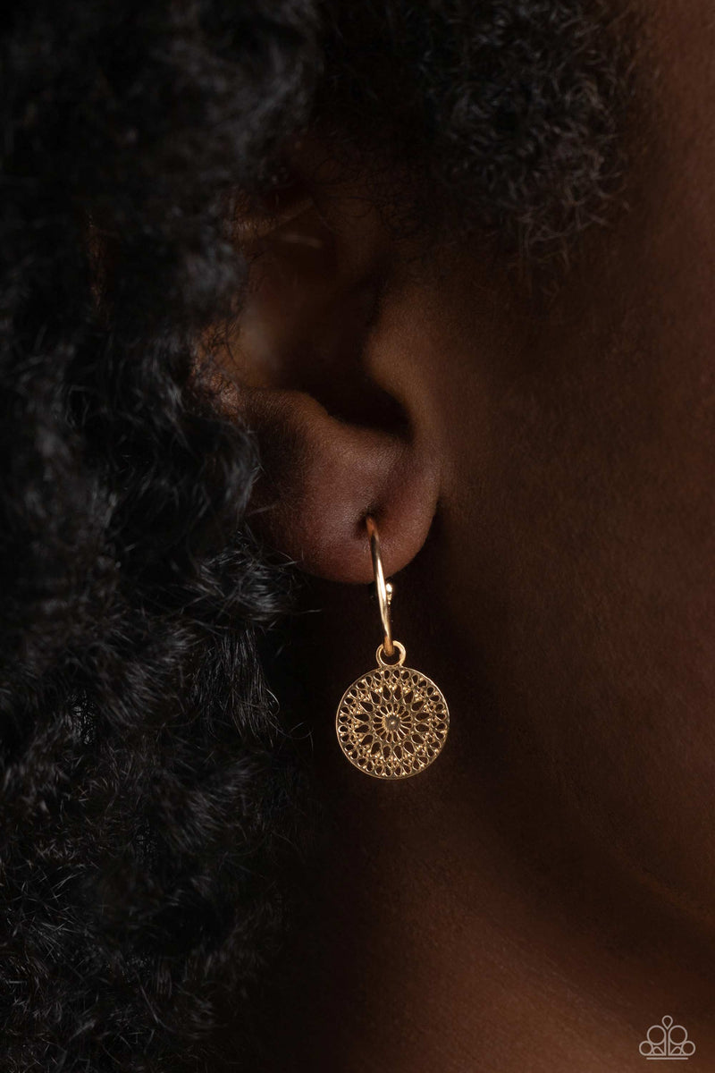 Mandala Maiden Gold Hoop Earrings