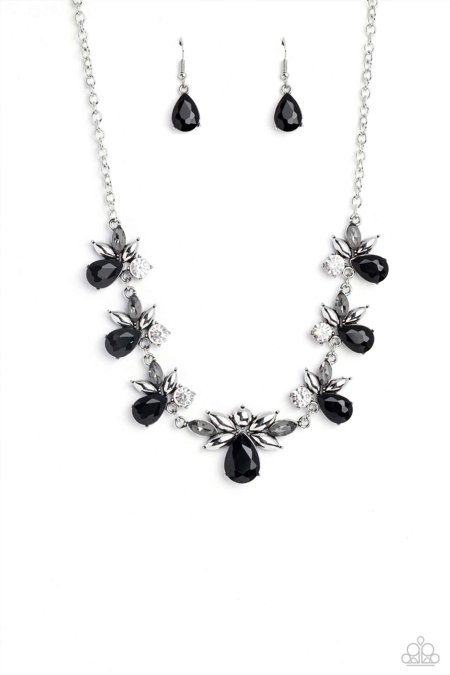 Explosive Effulgence - Black Necklace Earring Set