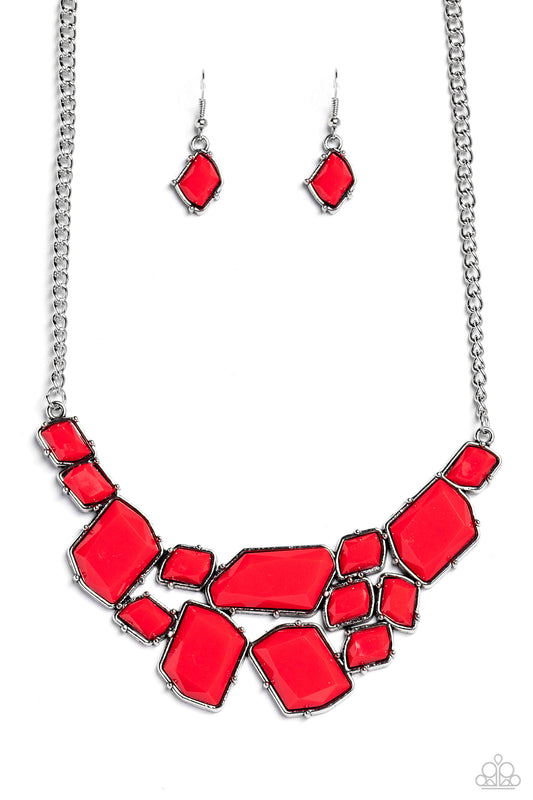 Energetic Embers - Red Necklace Earring Set