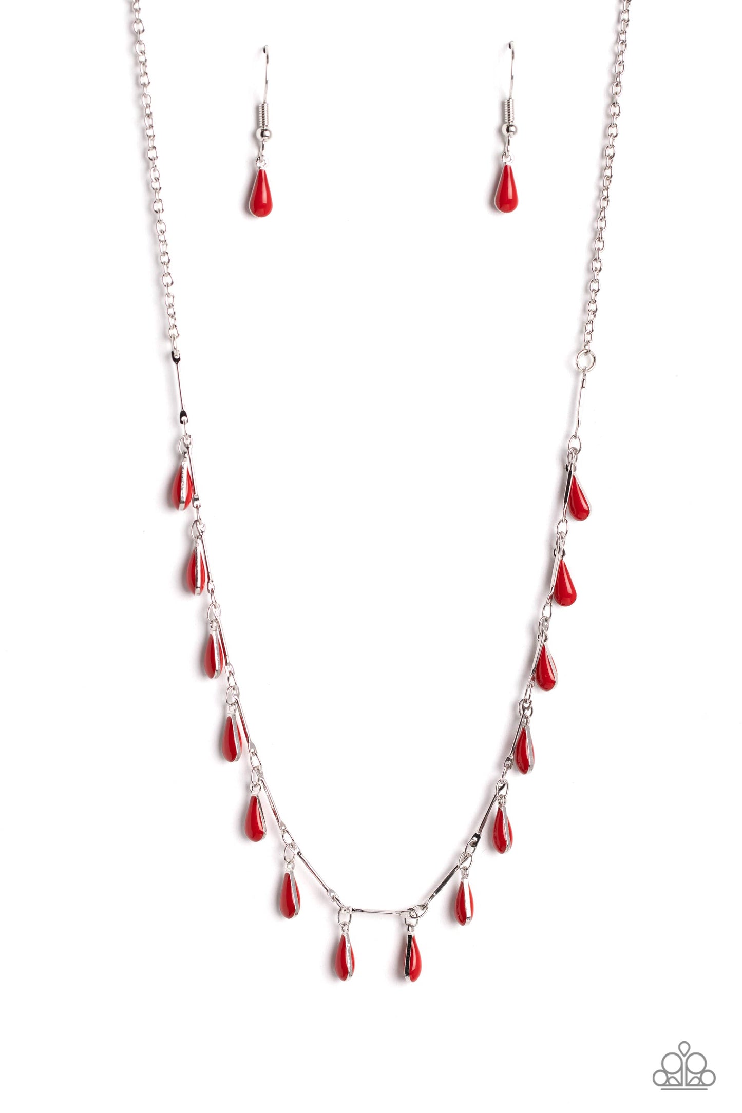 Drop-Dead Dance - Red Necklace Earring Set