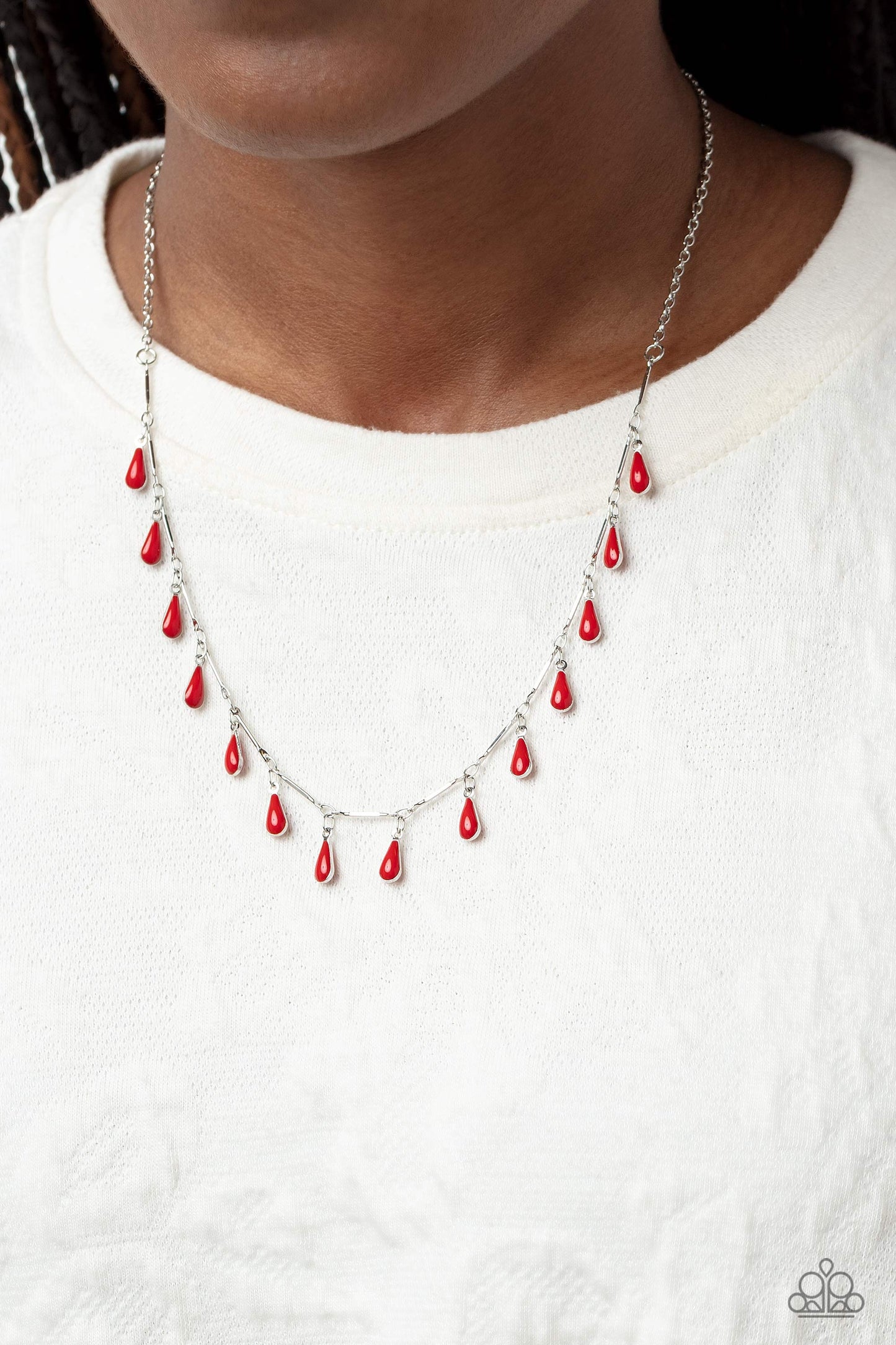 Drop-Dead Dance - Red Necklace Earring Set