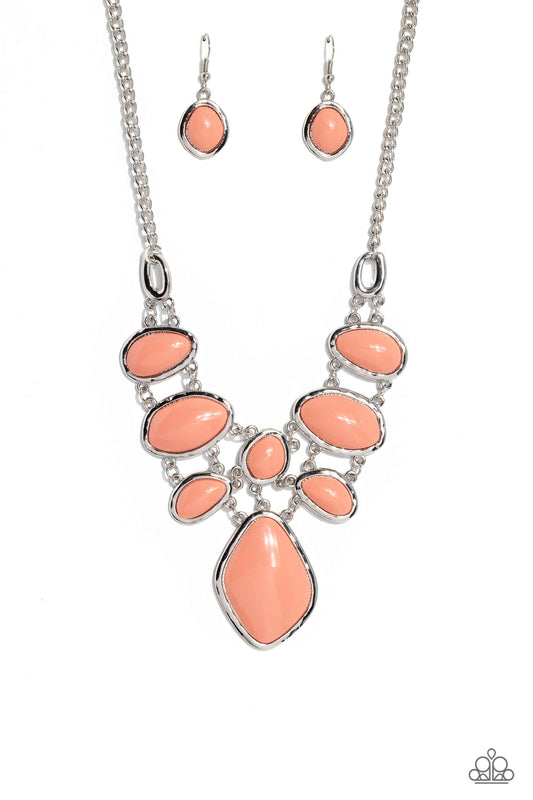 Dreamily Decked Out - Orange Necklace Earring Set