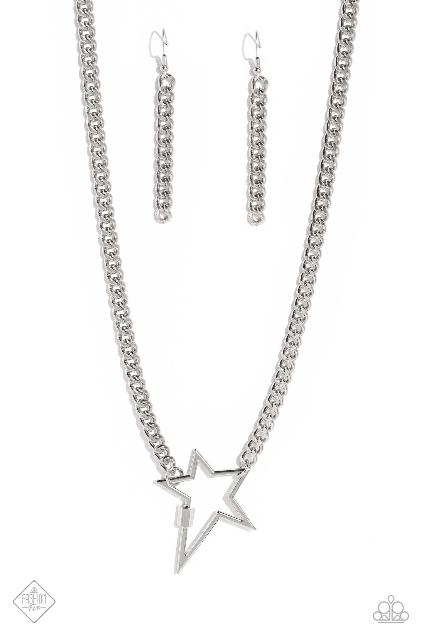 Playful Popstar - Silver Necklace Earring Set