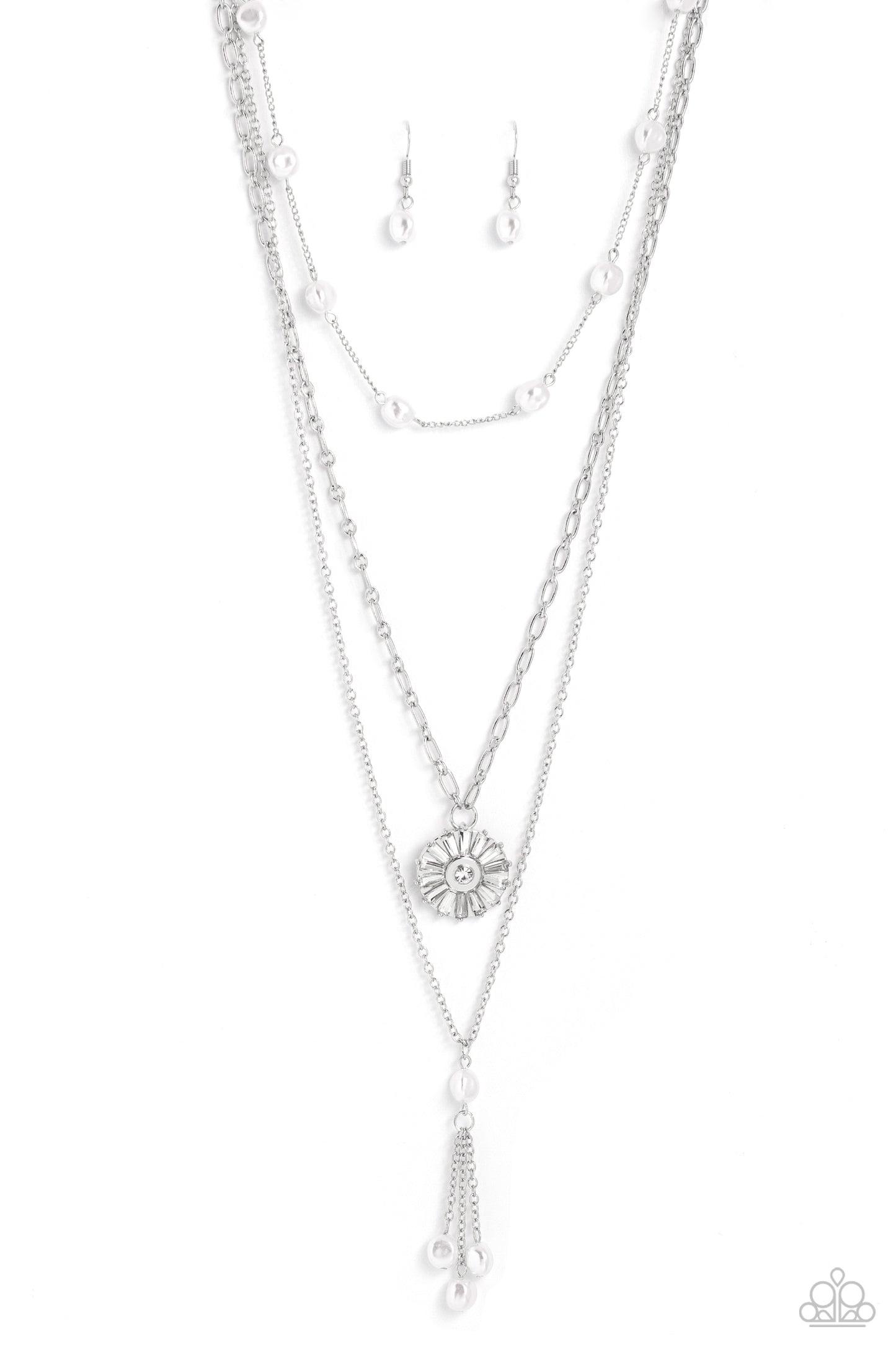 Audaciously Austen - White Necklace Earring Set