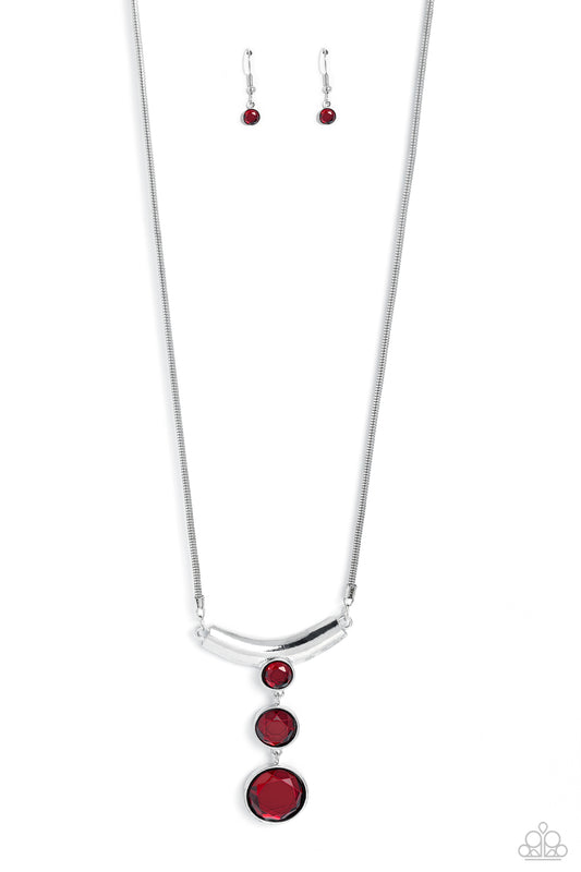 Alluring Andante - Red Necklace Earring Set