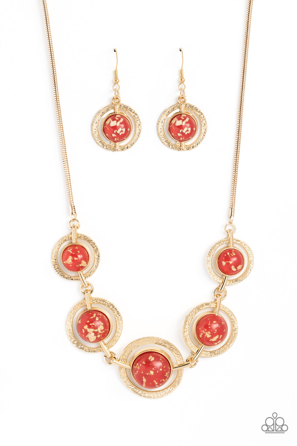 Sophisticated Showcase - Red Necklace Earring Set