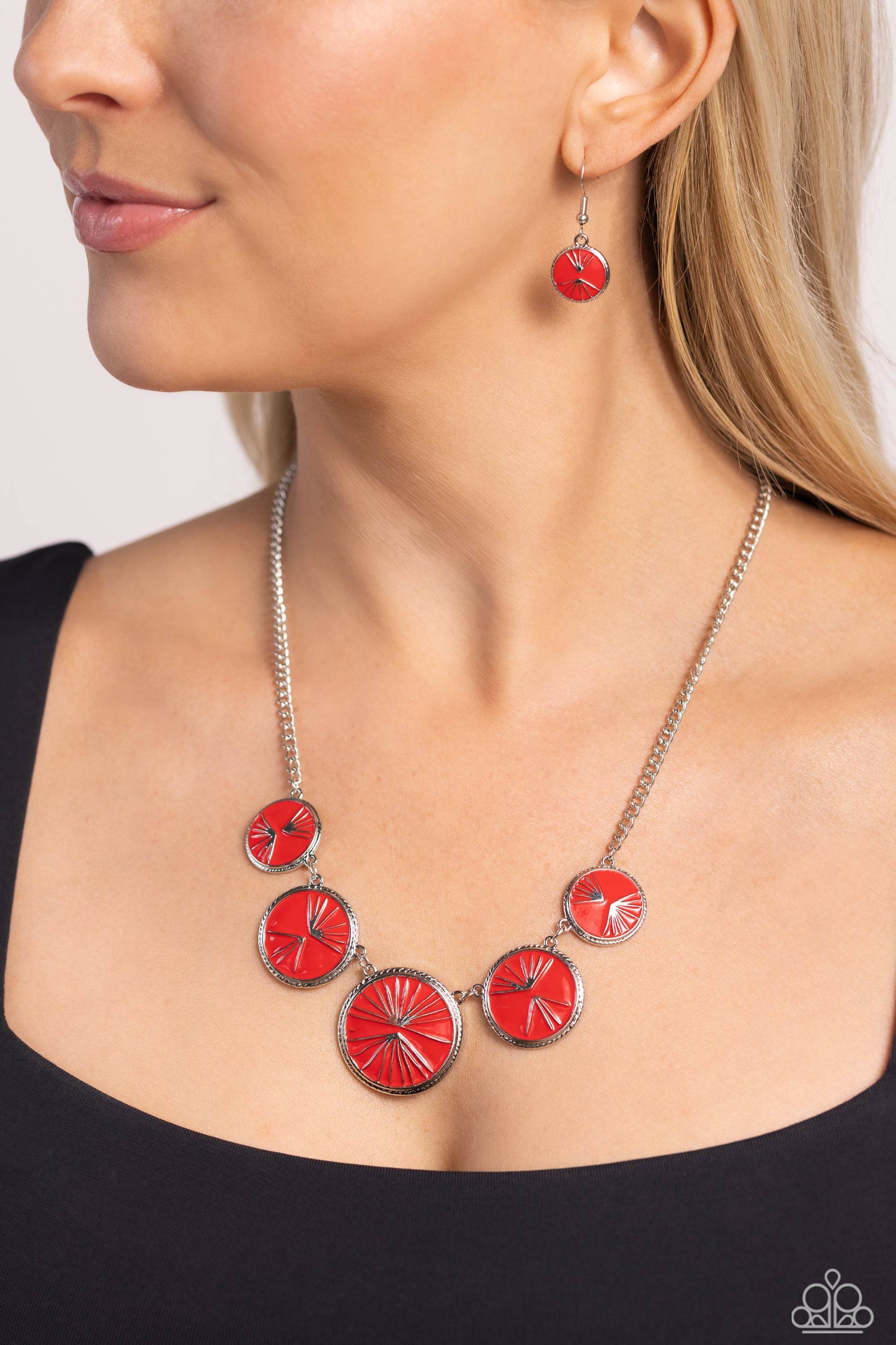 PALM Before the Storm - Red Necklace Earring Set