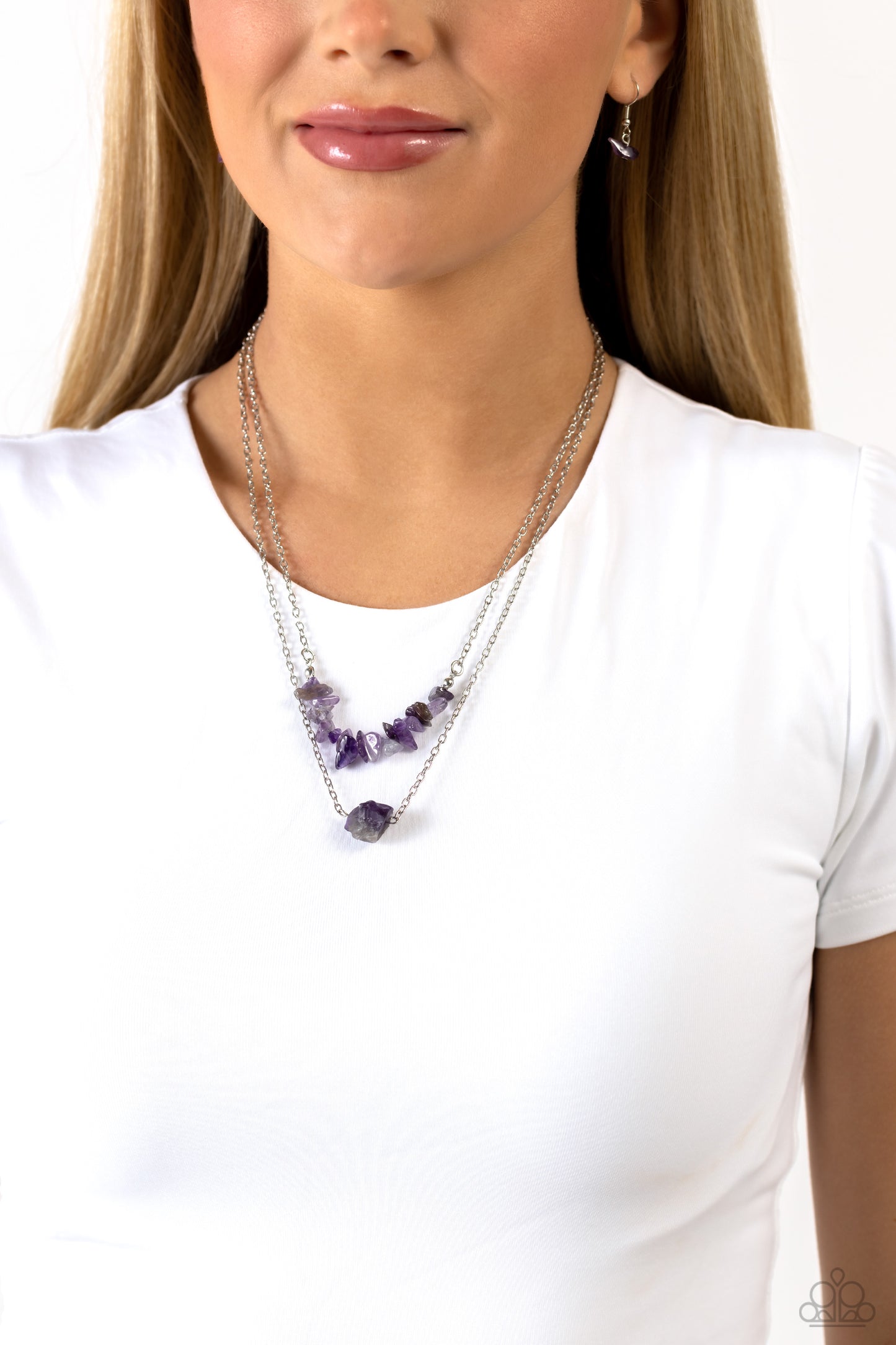 Chiseled Caliber - Purple Necklace Earring Set