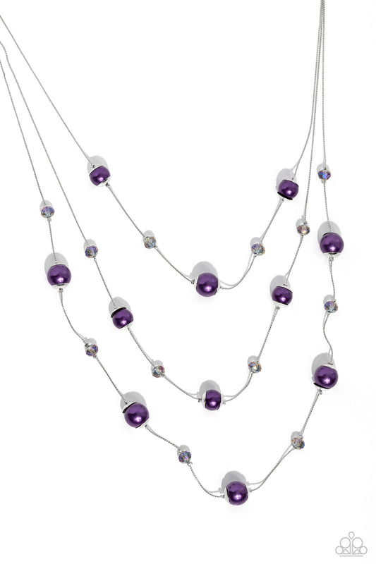 Glistening Gamut - Purple Necklace Earring Set