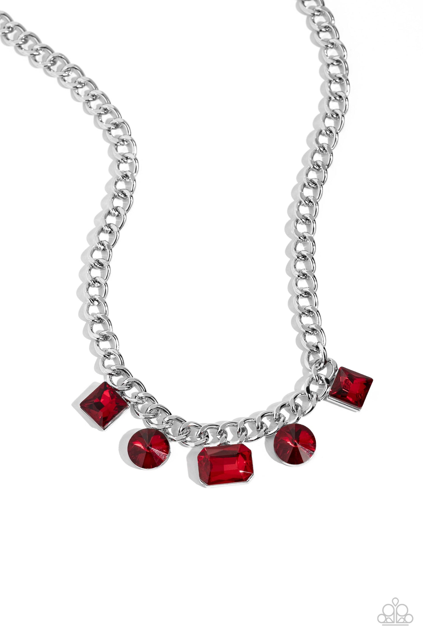 Alternating Audacity - Red Necklace Earring Set