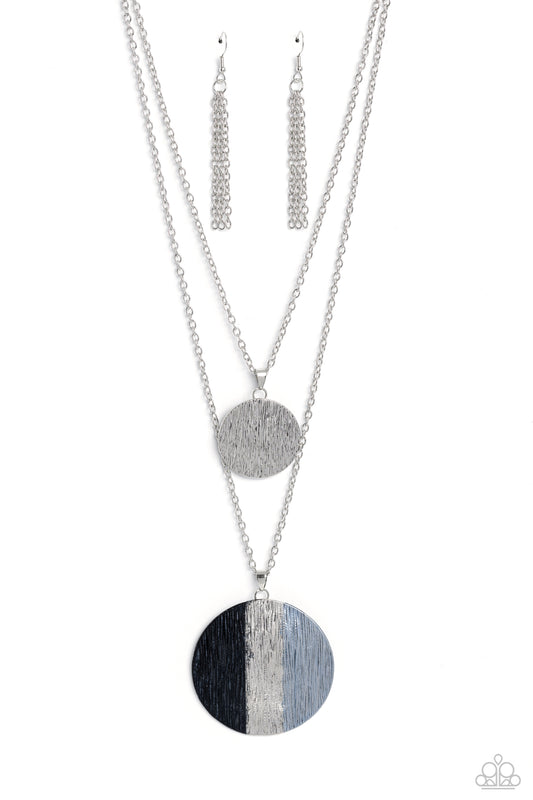 Striped Style - Silver NECKLACE EARRING SET