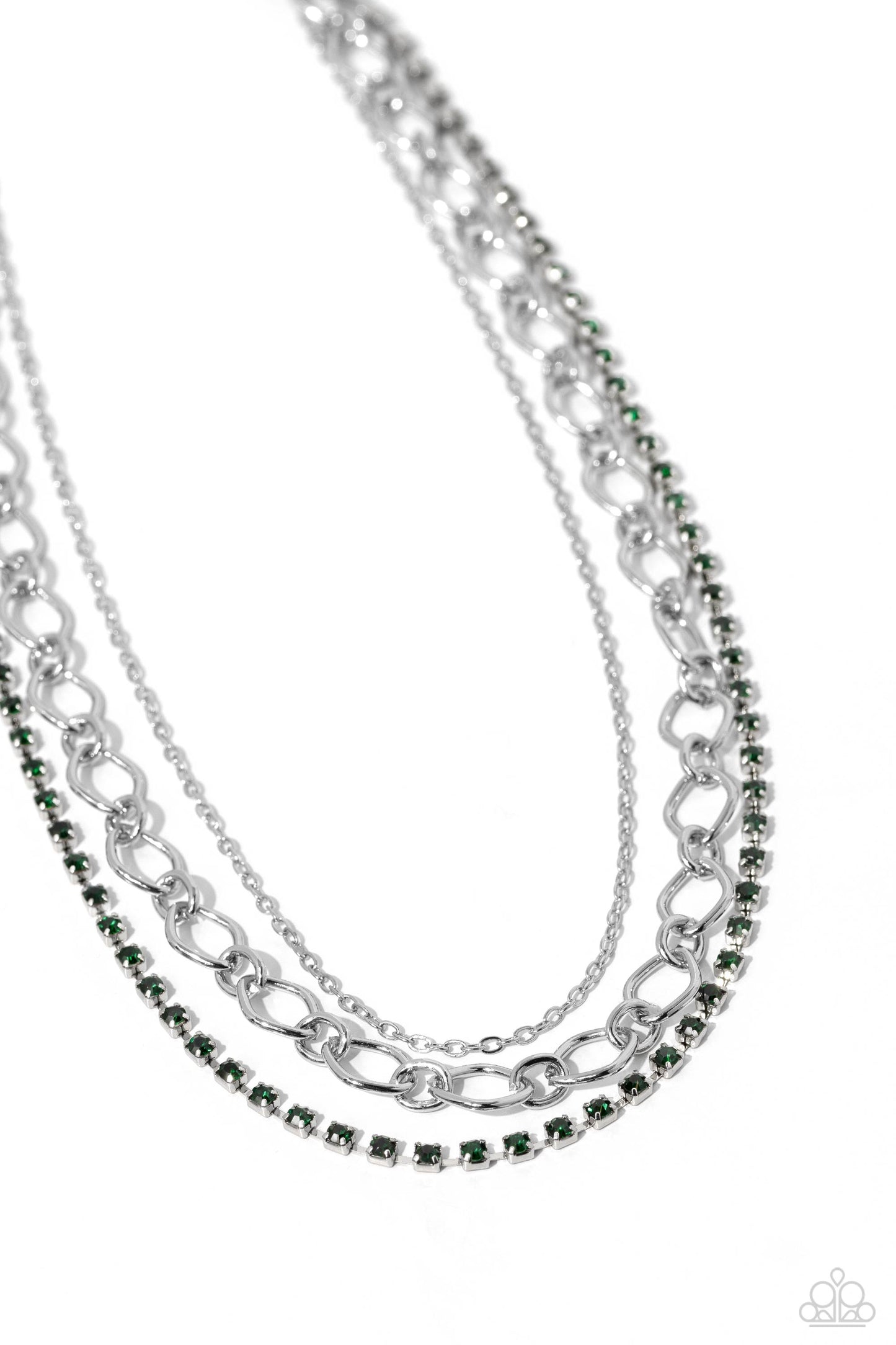 Tasteful Tiers - Green Necklace Earring Set