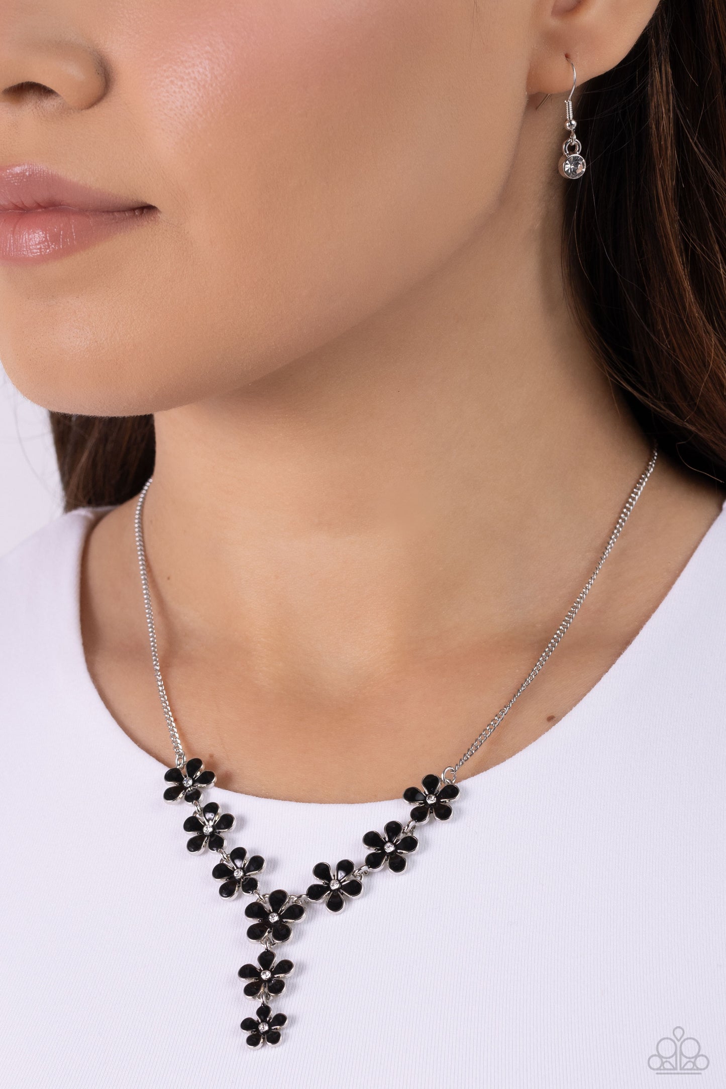 Flowering Feature - Black Necklace Earring set