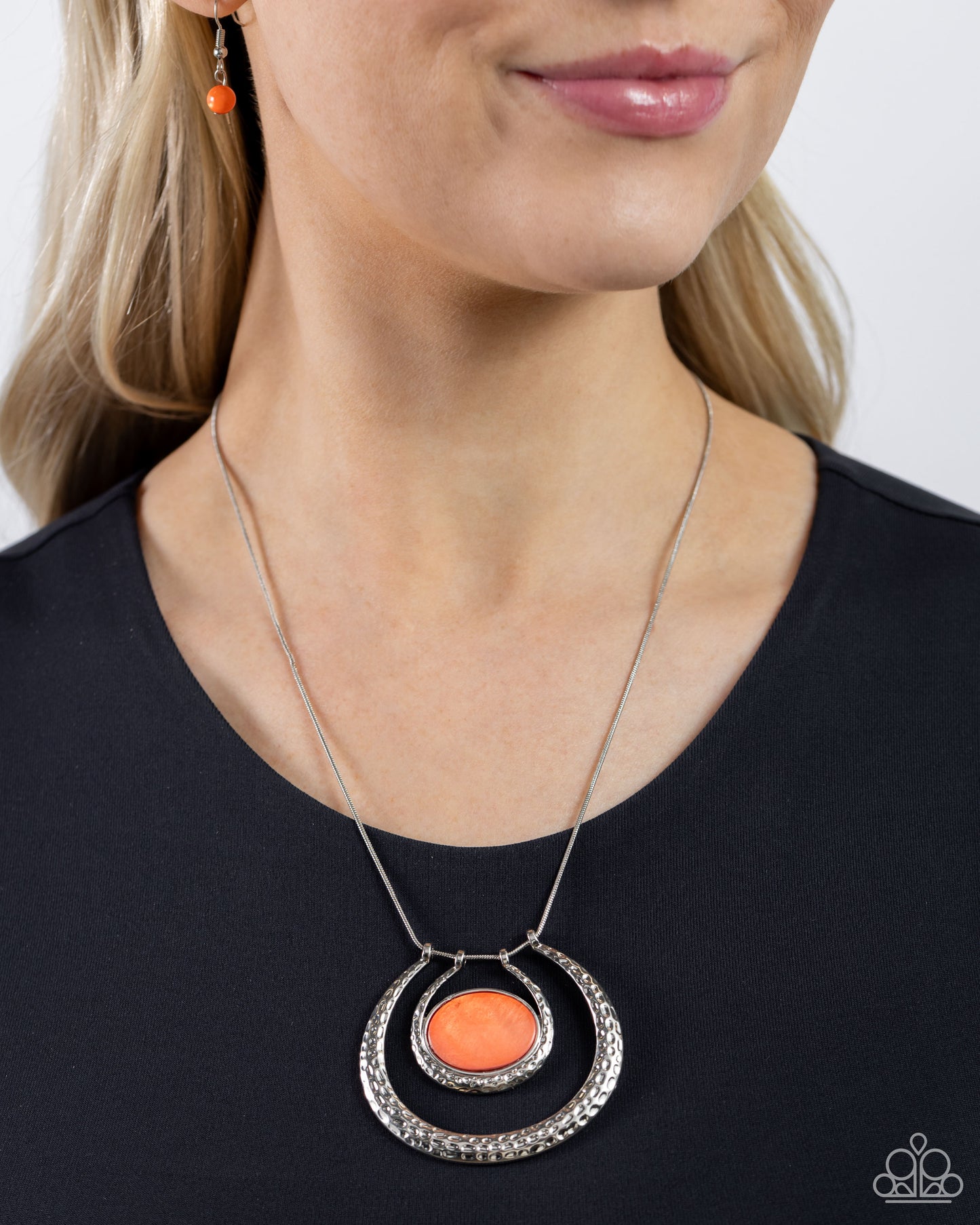 f the HORSESHOE Fits - Orange Necklace Earring Set