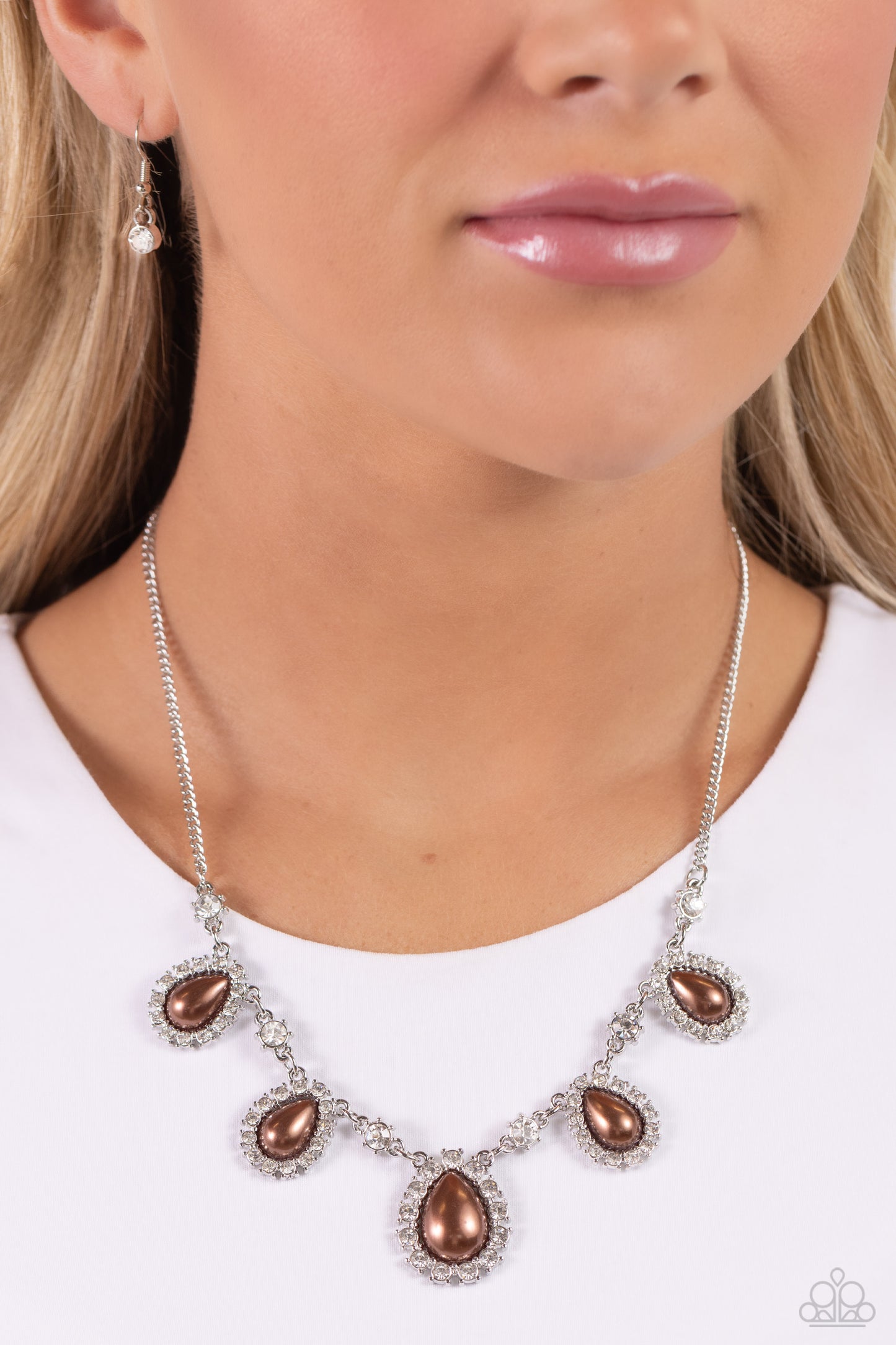 Teardrop Team - Brown Necklace Earring Set