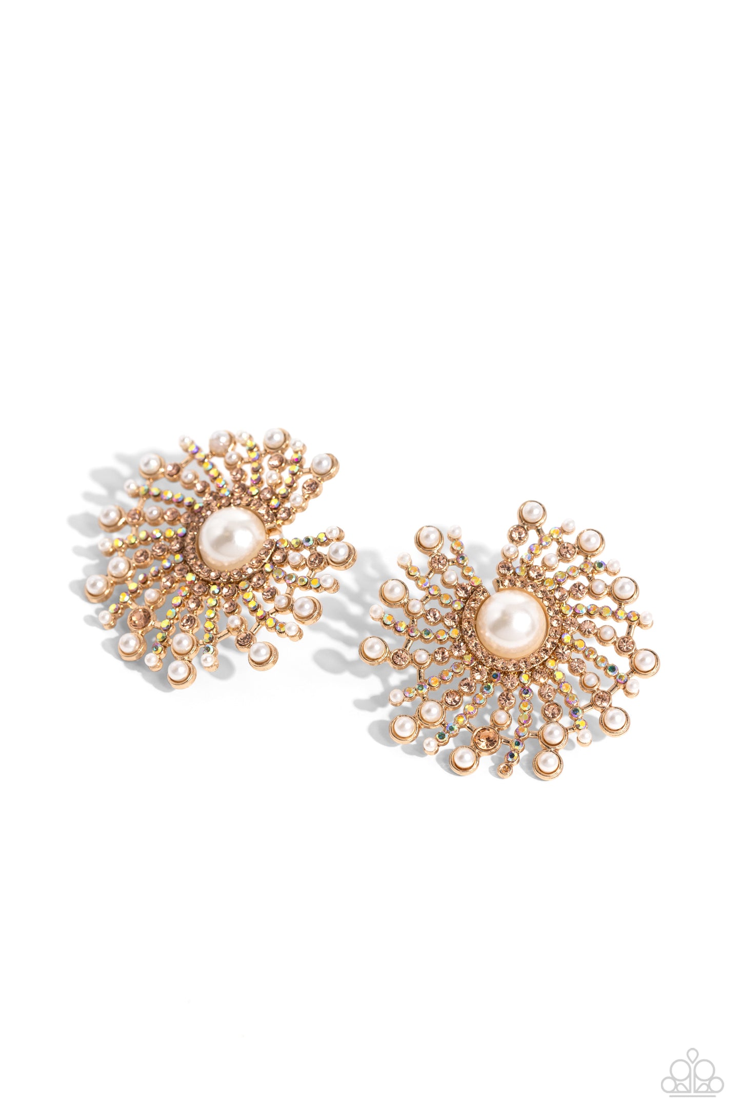 Fancy Fireworks - Gold Post Earrings