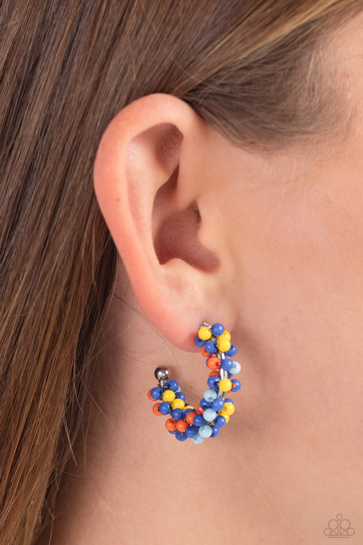 Balloon Backdrop - Blue Hoop Earrings