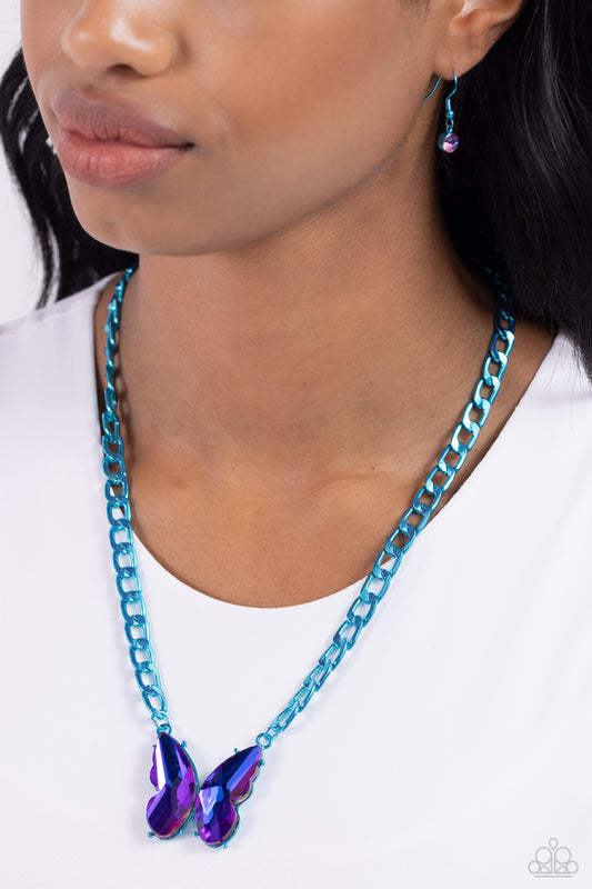 Fascinating Flyer - Blue Necklace Earring Set