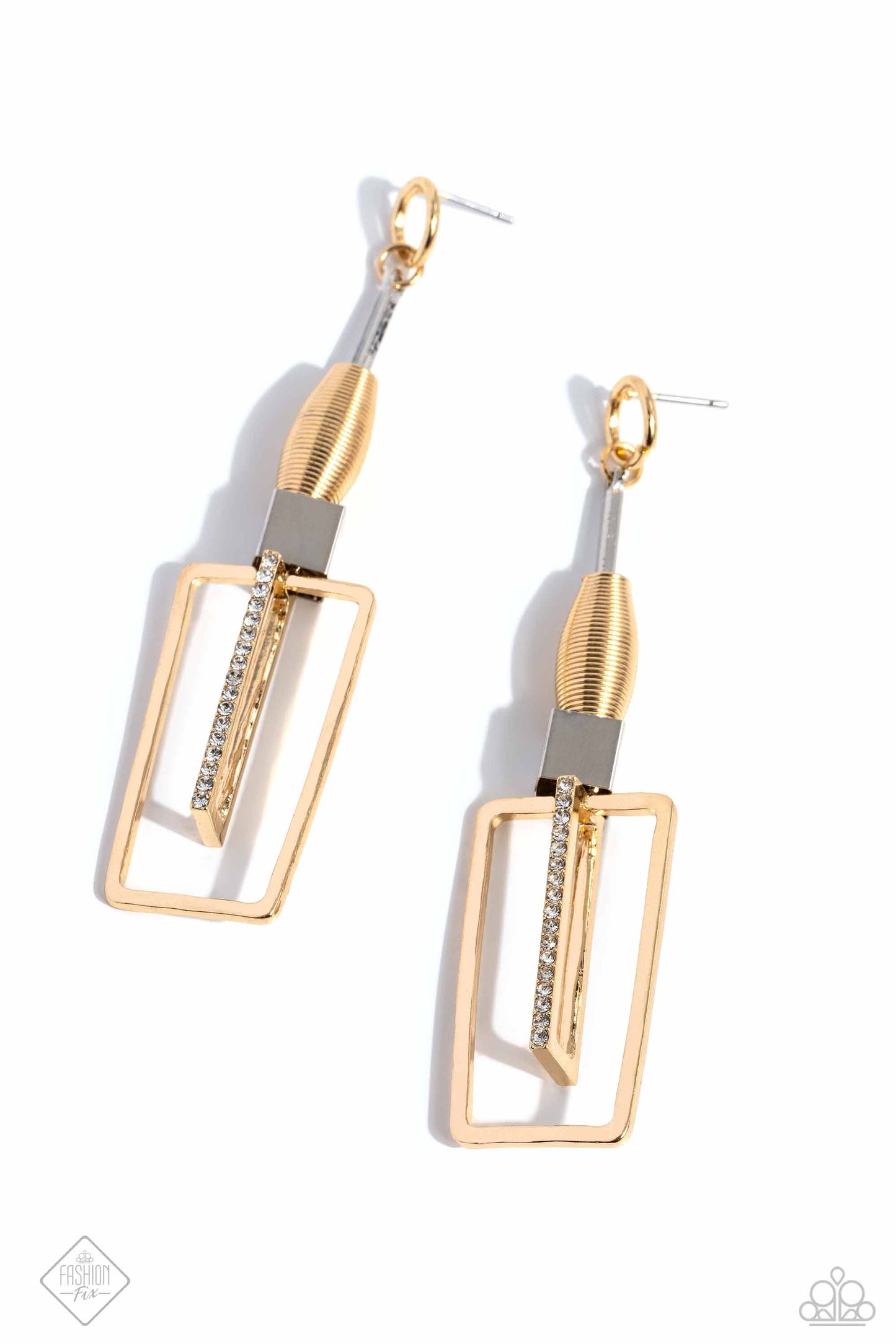 Clear the Square Gold Post Earring