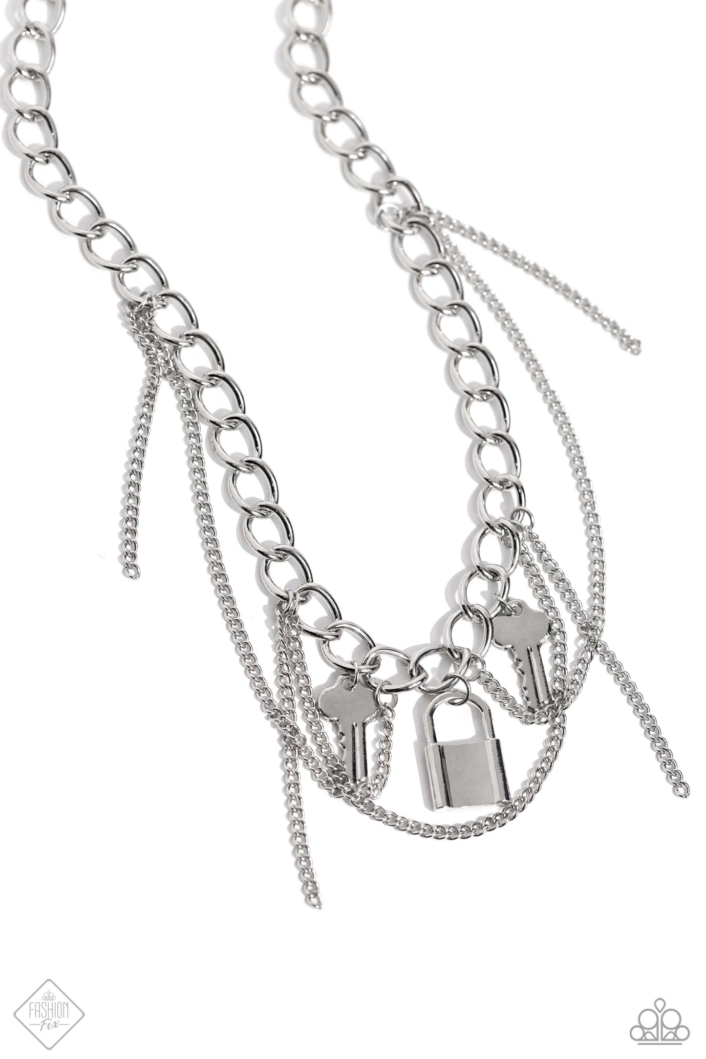 Against the LOCK - Silver Necklace Earring Set