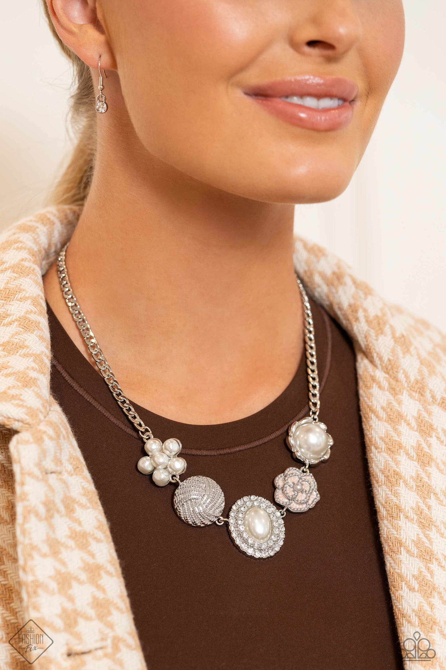 Sophisticated Style - White Necklace Earring Set