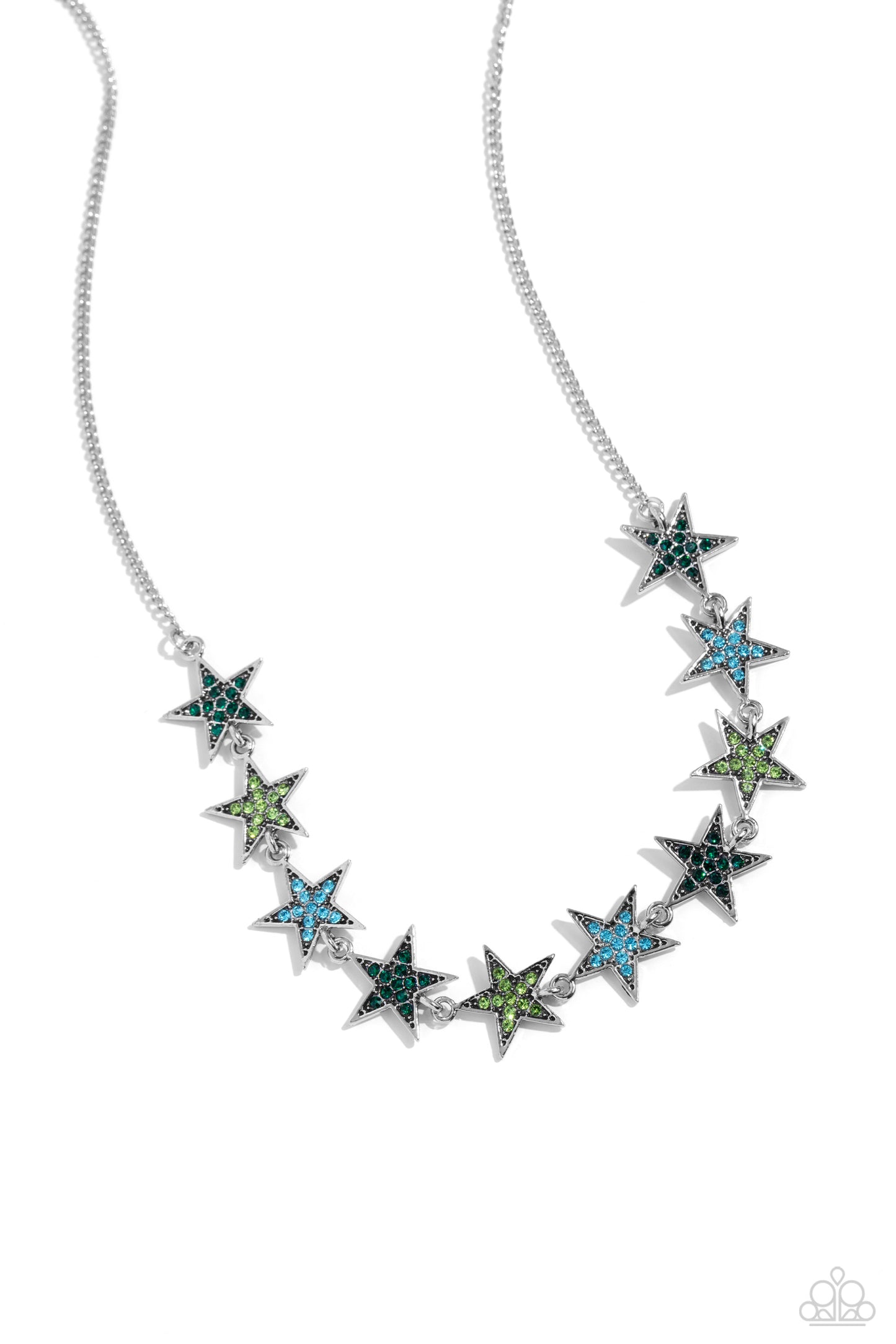 Star Quality Sensation - Green Necklace Earring Set