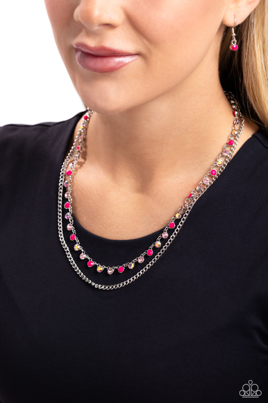 Delicate Dame - Pink Necklace Earring Set