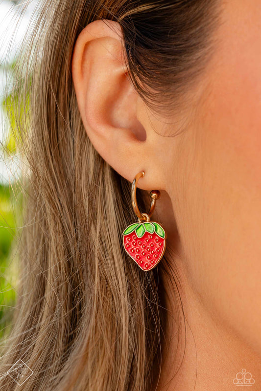 Fashionable Fruit - Gold Hoop Earrings