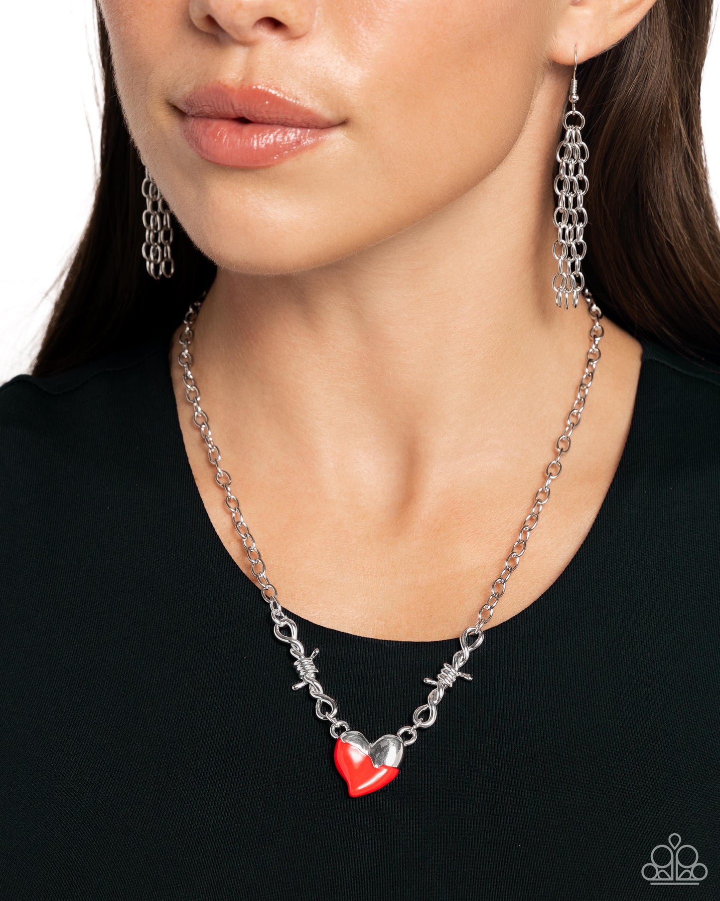 Trendy Tribute - Red Necklace Earring Set