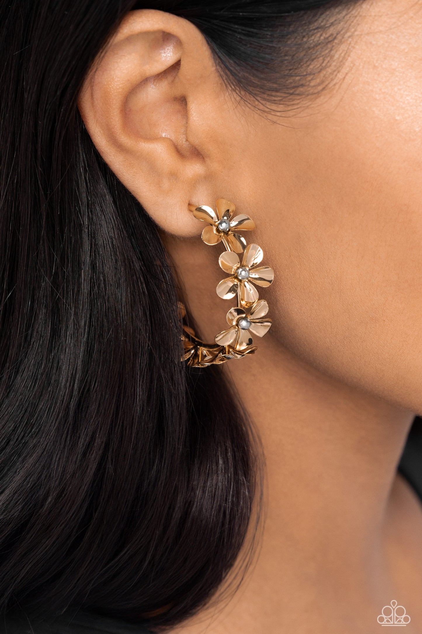 Floral Flamenco - Gold Hoop Earrings