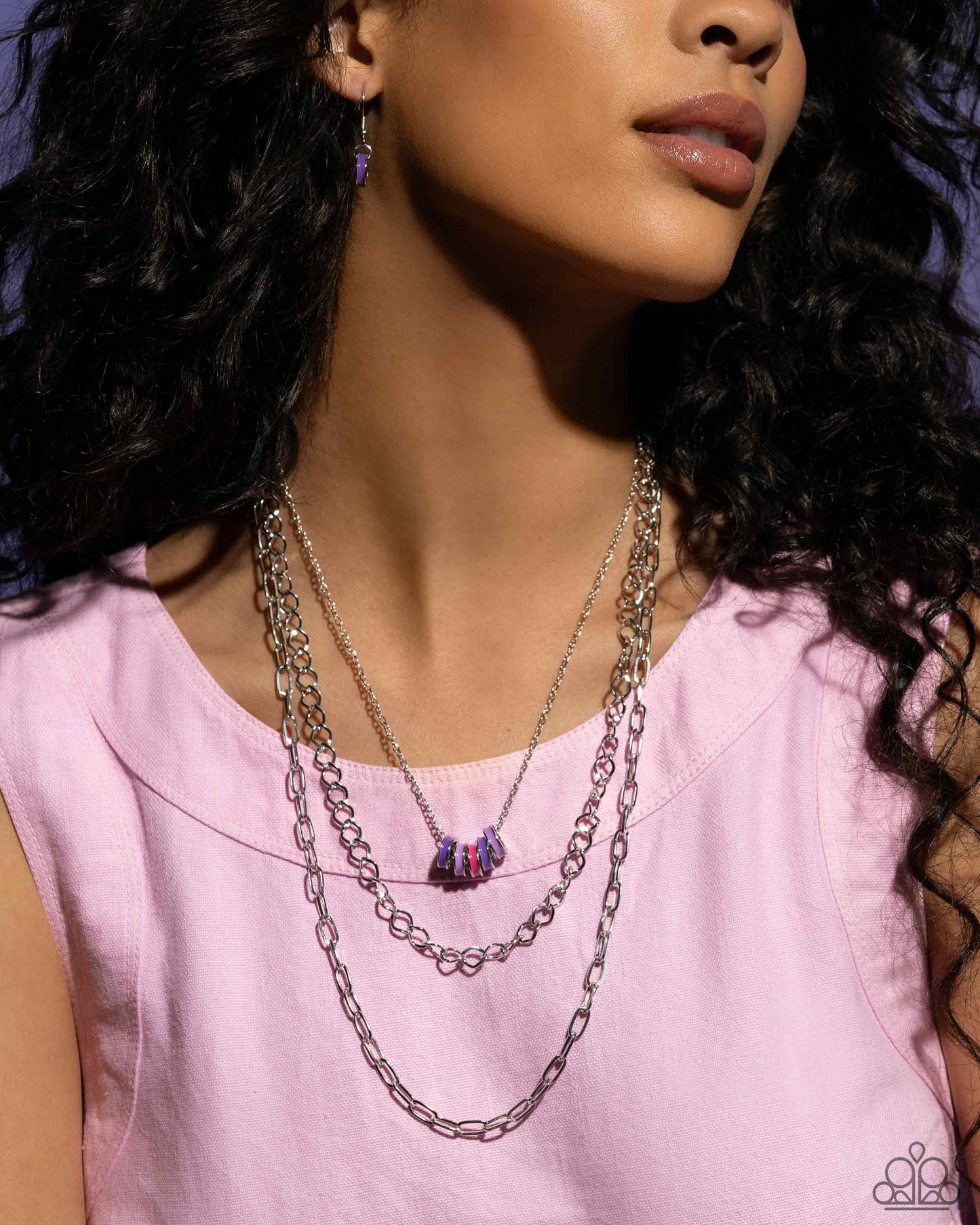 Colorful Cadet - Purple Necklace Earrings Set