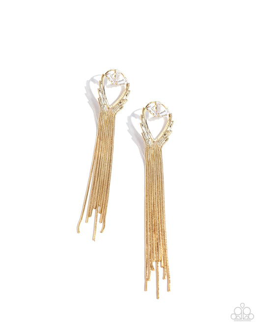 Elongated Effervescence - Gold Earrings