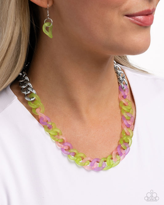 Rainbow Ragtime - Green Necklace Earring Set