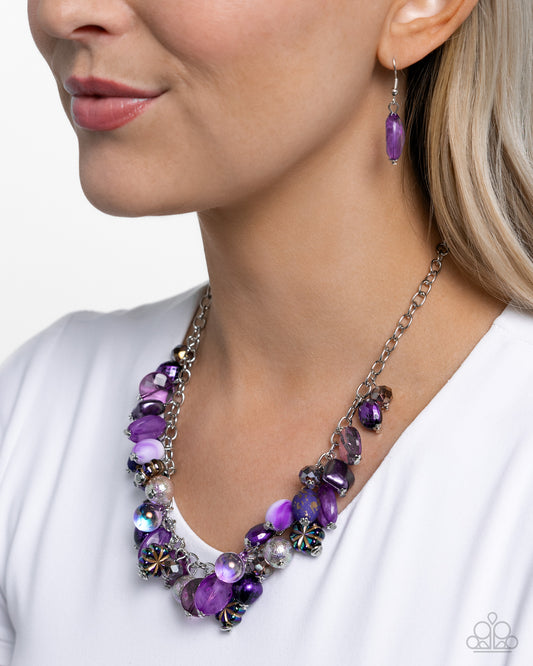 Offbeat Ofrenda - Purple Necklace Earring Set