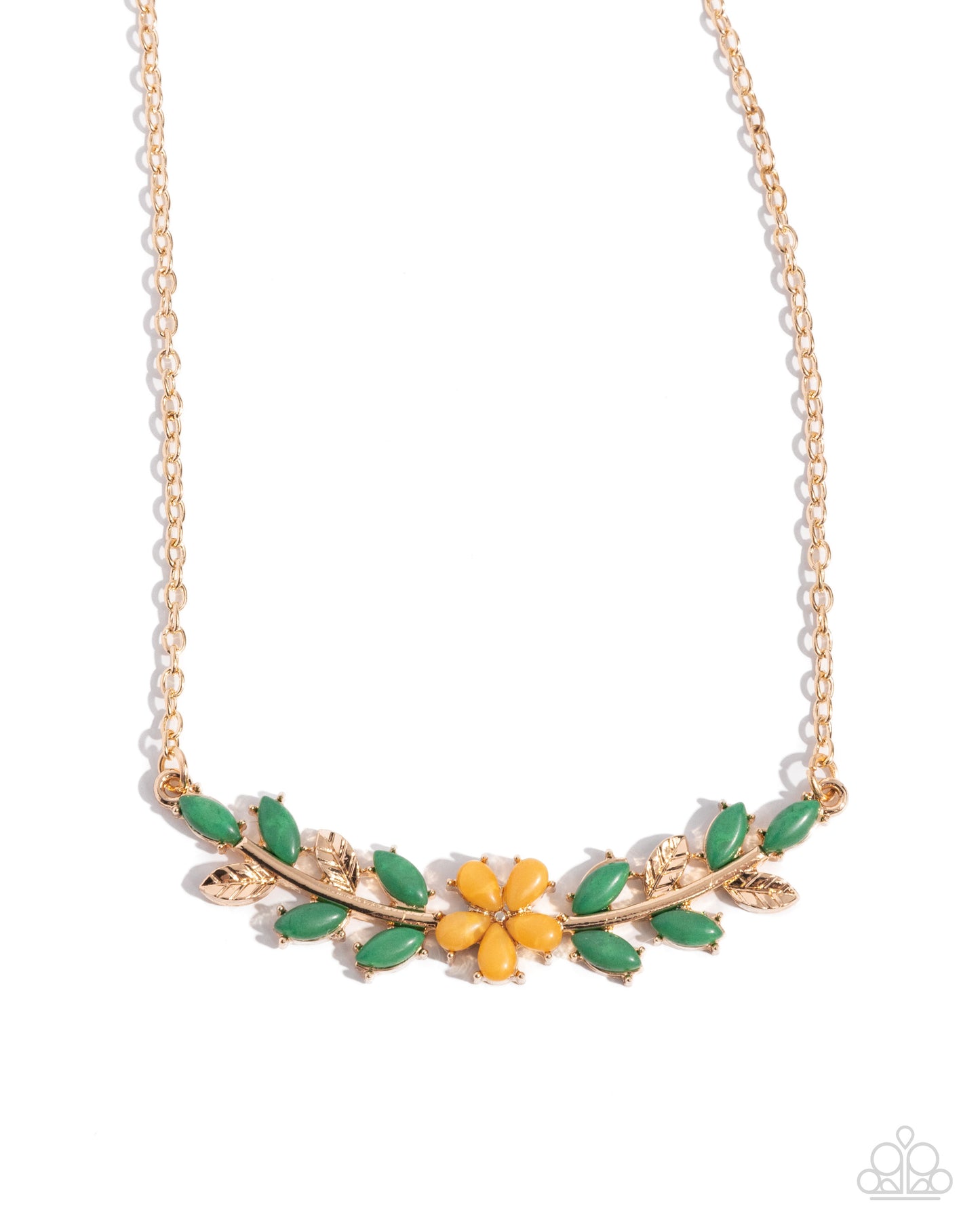 Leafy Layover - Orange Necklace Earring Set