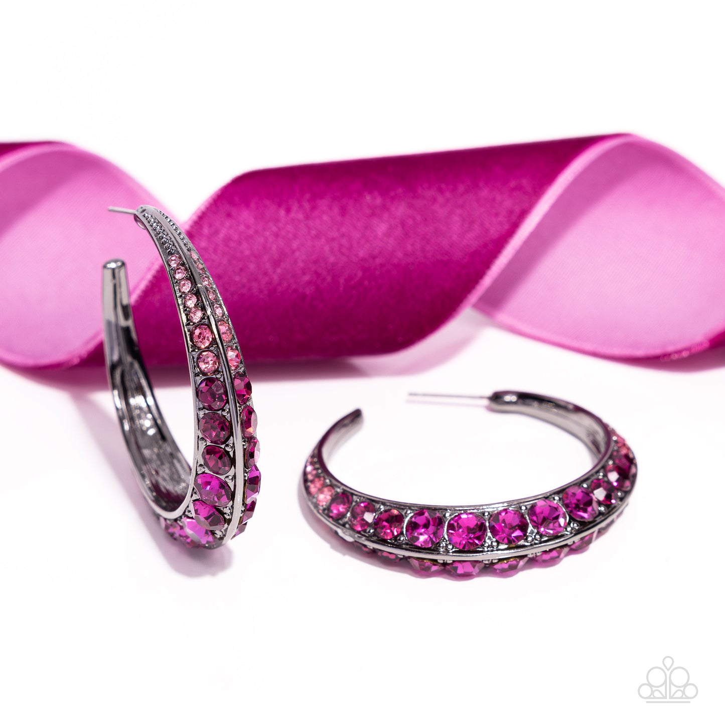 Embedded Edge - Pink Hoops Earring