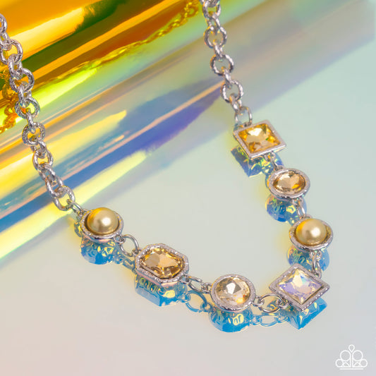 Bejeweled Bravado - Yellow Necklace Earring Set